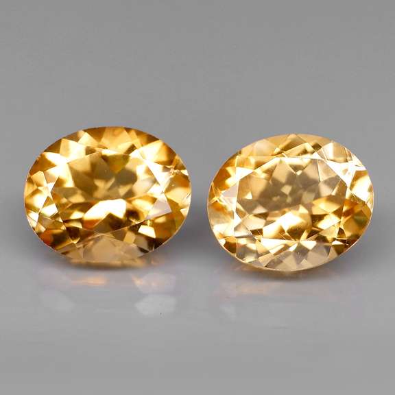 High fire 6.76ct golden yellow Citrine pair