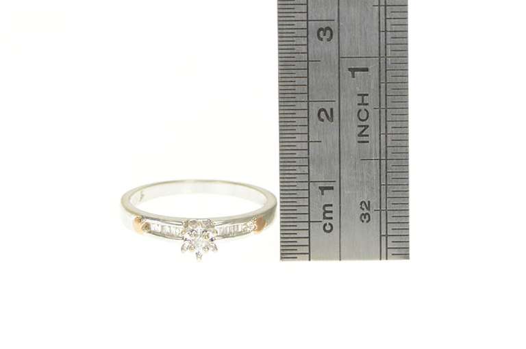 10K White Gold Diamond Classic Two Tone Simple Promise Ring