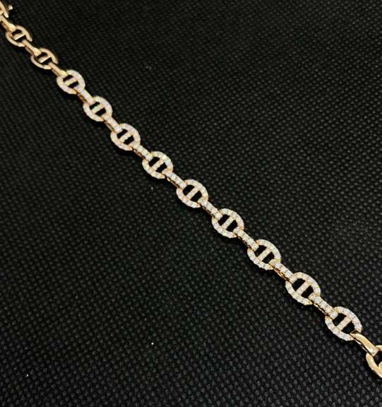 STUNNING SPARKLING 18K ROSE GOLD TRI LINK DIAMOND BRACELET