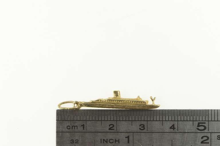 14K Yellow Gold SS Statendam Vintage Cruise Liner Charm/Pendant