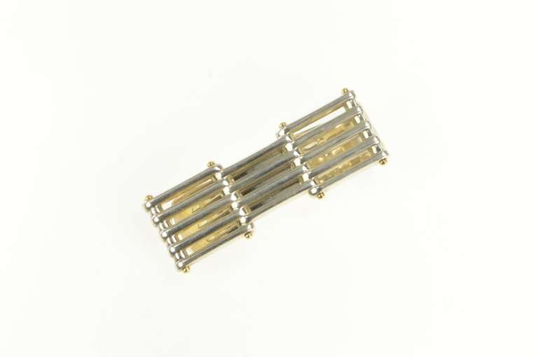 Sterling Silver Tiffany & Co Gate Link 18K Gold Layered Bar Money Clip