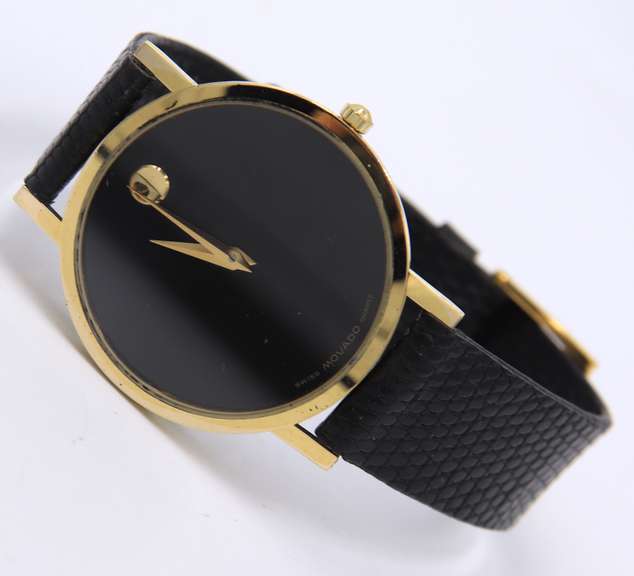 Movado Museum Quartz Watch with Black Leather Strap