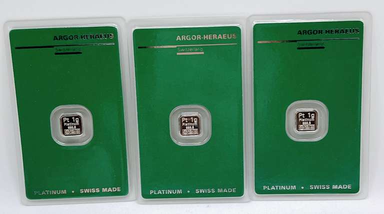 3 one gram Platinum bar