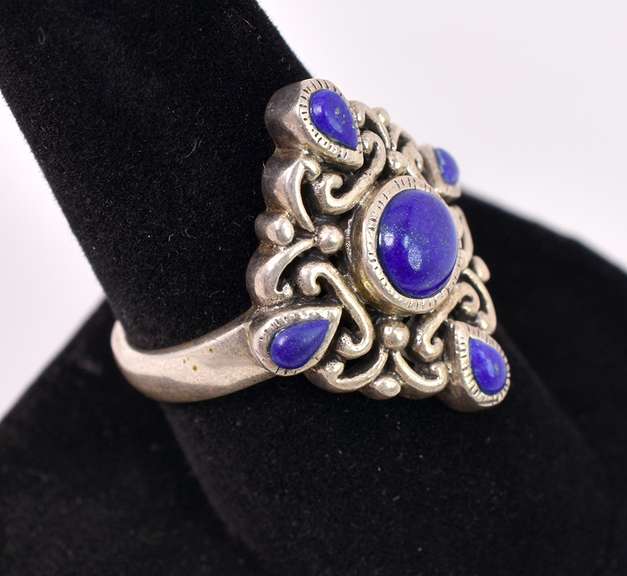 Blue Lapis Lazuli Set in Sterling