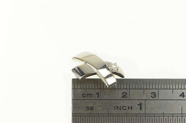 14K White Gold Diamond Inset X Criss Cross Statement Pendant