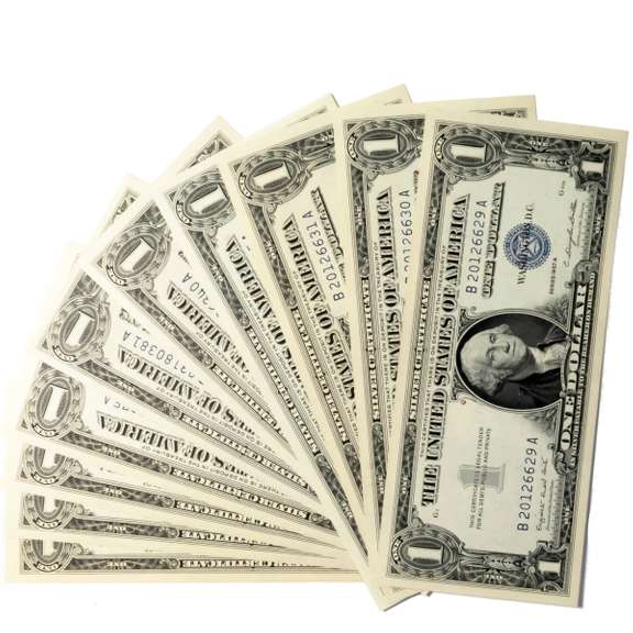 10 CH CU 1957 A $1 Silver Certificates