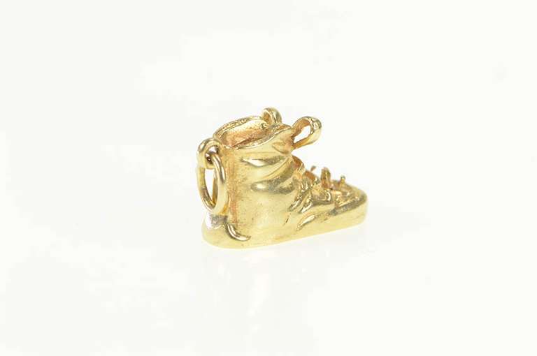 14K Yellow Gold 3D 1960's Shoe Baby Birthstone Setting Charm/Pendant
