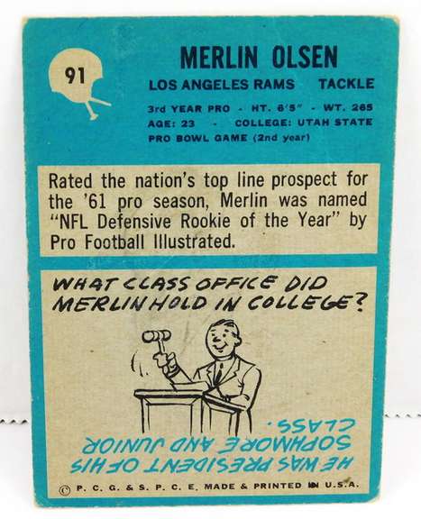 Merlin Olsen 1964 Philadelphia Rookie Football Card