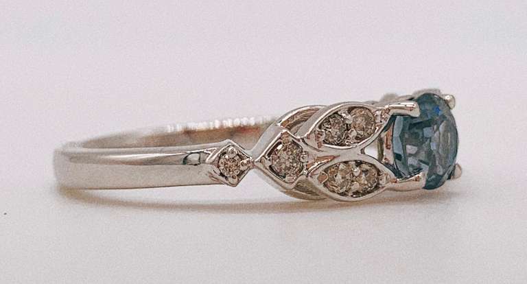 14kt Solid White Gold, Tanzanite, & Diamond Ring