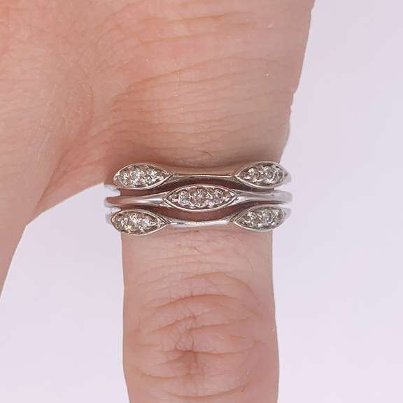 14kt Solid White Gold & Diamond Band Ring