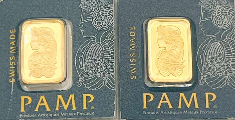 Two one gram gold bars