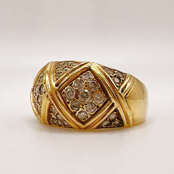 14kt Solid Yellow Gold & Diamond Band Ring