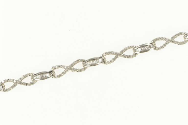 10K White Gold 1.65 Ctw Diamond Infinity Link Tennis Bracelet