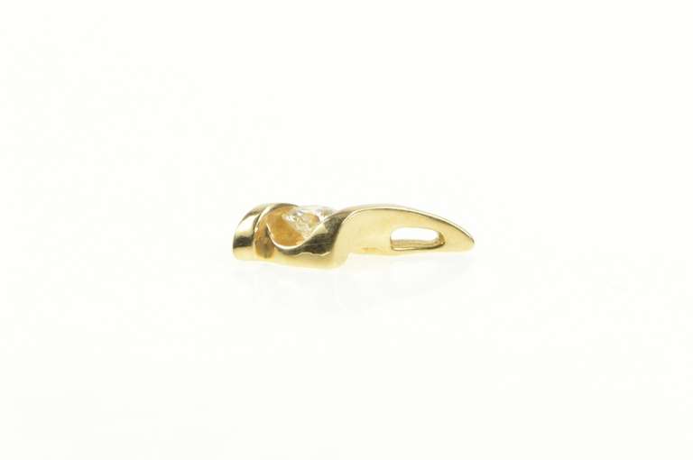 14K Yellow Gold 0.40 Ct Diamond Solitaire Swirl Drop Twist Pendant