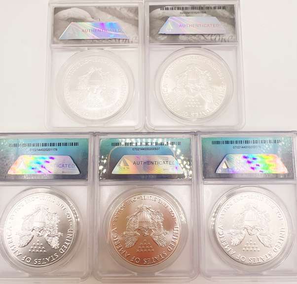 5 MS69 ASE silver coins