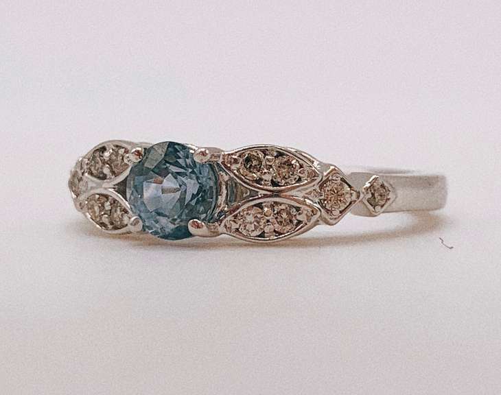 14kt Solid White Gold, Tanzanite, & Diamond Ring