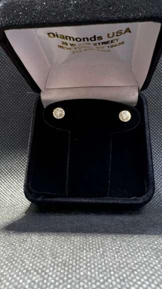 CLASSY 18K YELLOW GOLD DIAMOND STUDS .75 CT WITH HALO