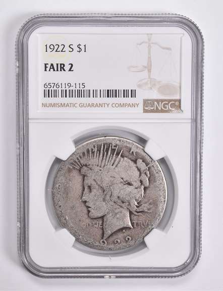 FAIR 2 1922-S Peace Silver Dollar NGC Lowball Low Ball