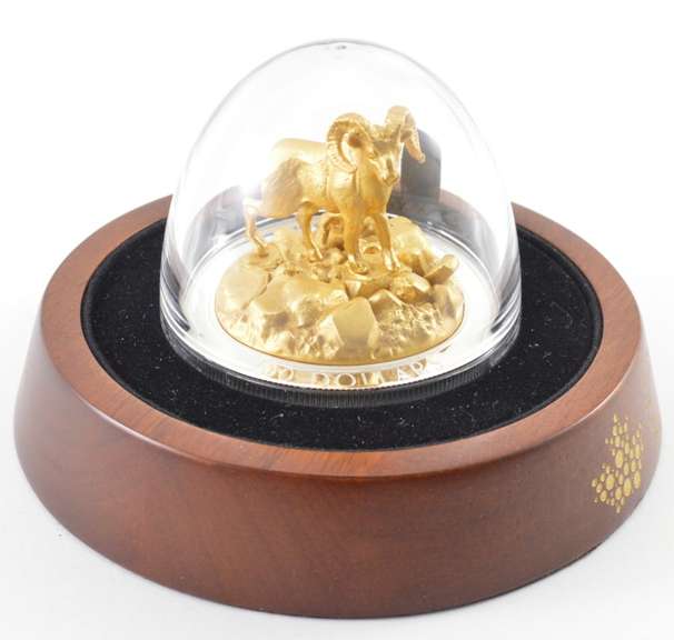 3D COIN 2017 Canada $100 Sheep 10oz Silver 24K Gold Gild Box/COA