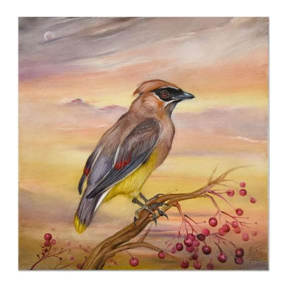 American Cedar Waxwing by Katon Original