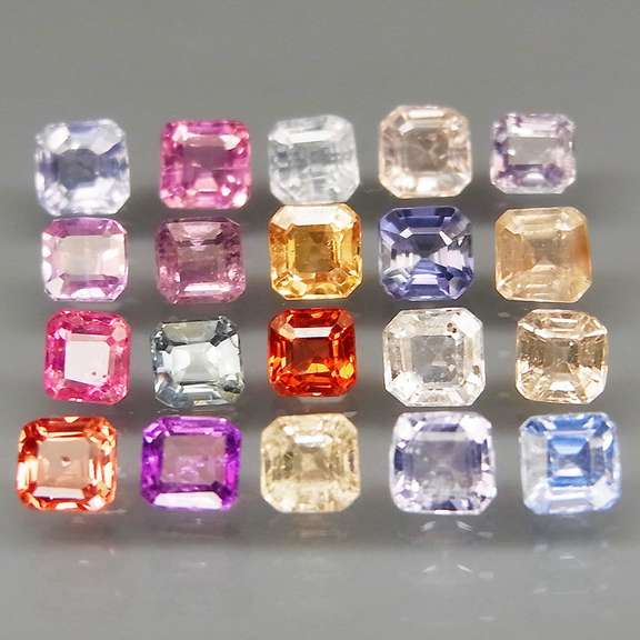 Glittering UNHEATED 20 piece 4.80ct fancy color Sapphire set