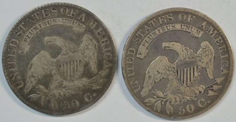 Scarcer 1822 & 1829 Capped Bust Half Dollars in circ