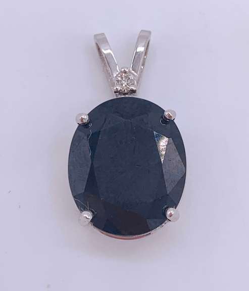 14kt Gold, Blue Sapphire, & Diamond Pendant