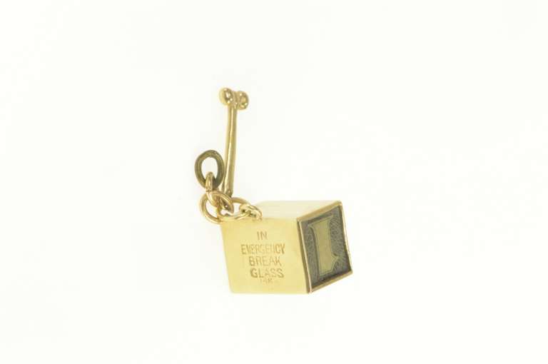 14K Yellow Gold Emergency $1 Dollar Cash Case Box Charm/Pendant