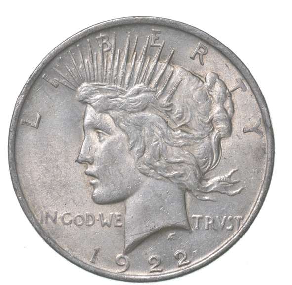 1922 Peace Silver Dollar Stickered Back Calico Ghost Town