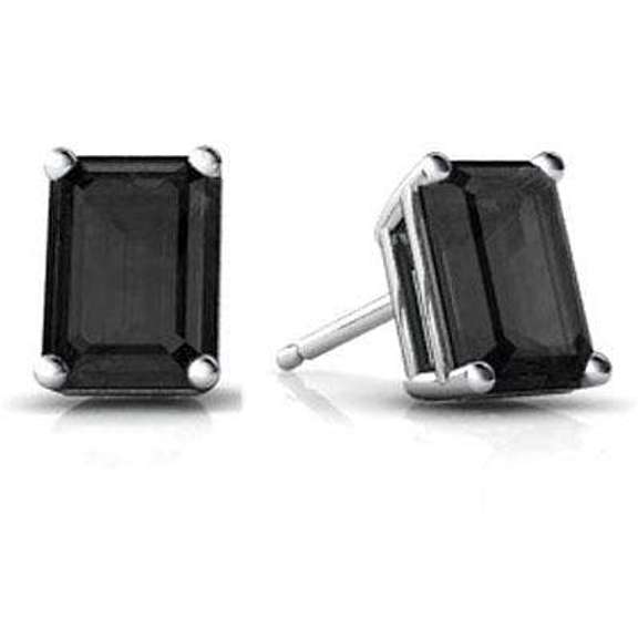 1.18ct GENUINE BLACK SAPPHIRE STERLING EARRINGS STUD