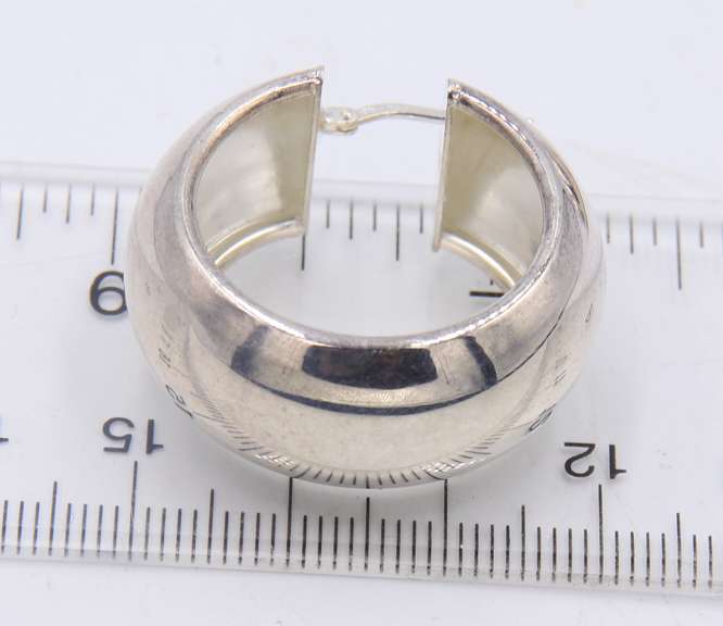 925 Sterling Silver Wide Hoop Earrings