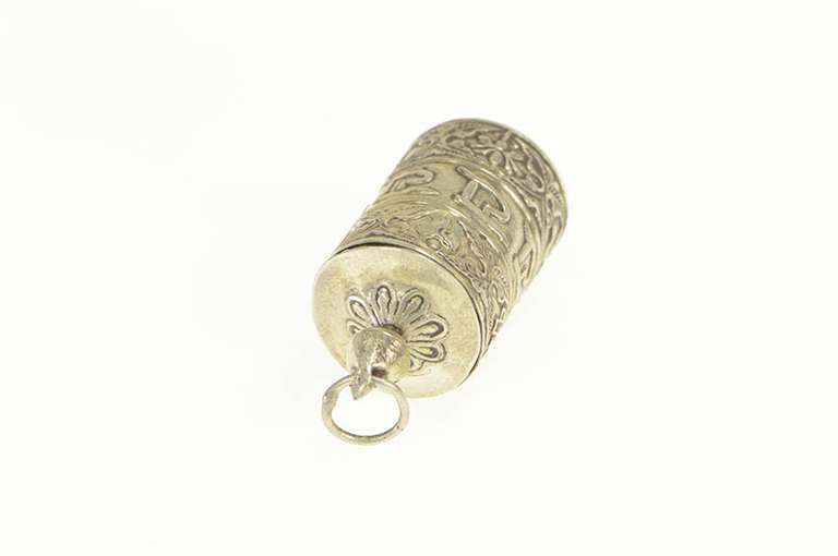 Sterling Silver Sanskrit Buddhist Prayer Wheel Repousse Charm/Pendant