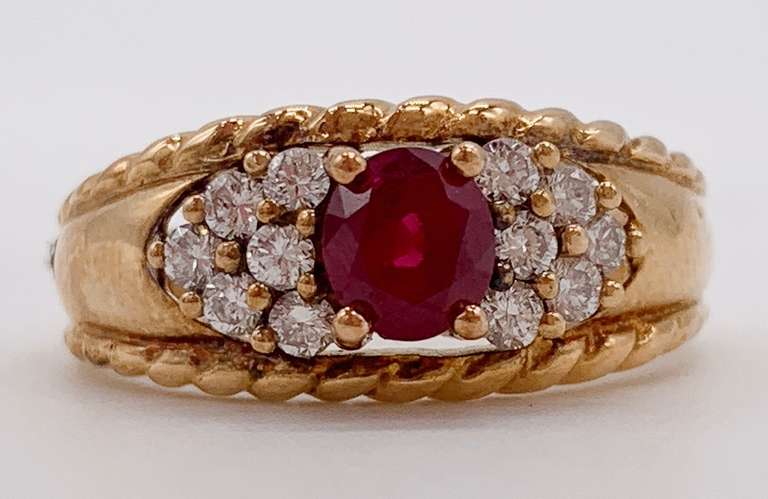 18kt Solid Yellow Gold, Ruby, & Diamond Ring