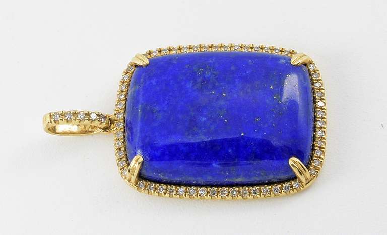 Alluring Lapis & Diamond Pendant in 14K YG
