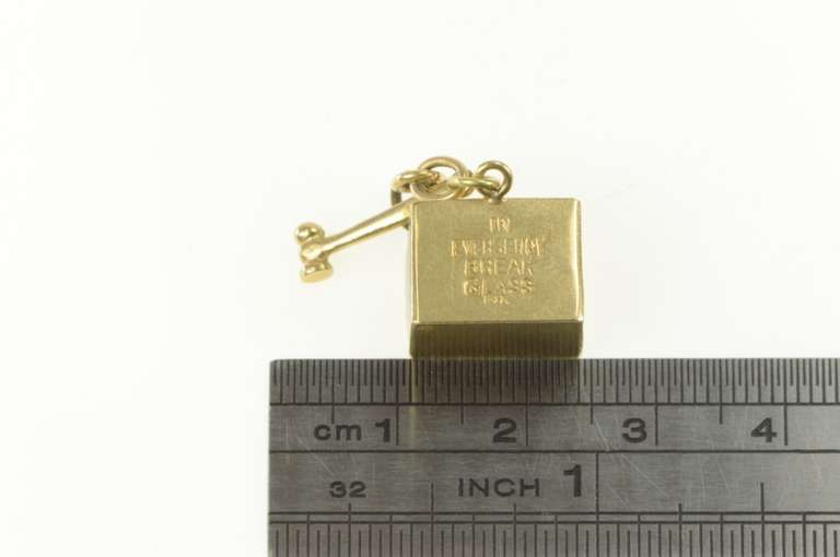 14K Yellow Gold Emergency $1 Dollar Cash Case Box Charm/Pendant