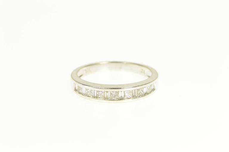 14K White Gold 0.58 Ctw Princess Baguette Diamond Band Ring