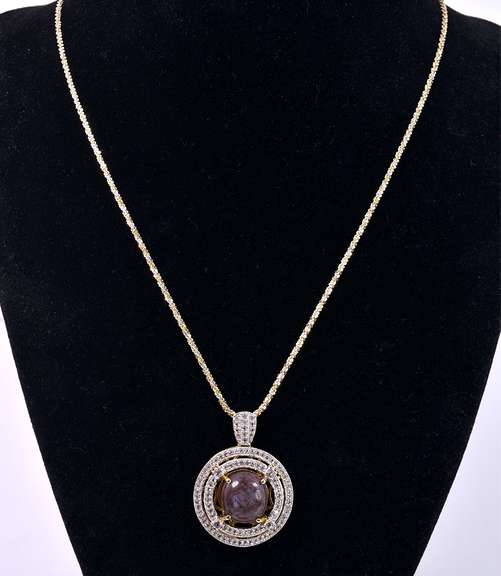 Darling 18.08CTS Star Ruby & 1.36CTW White Sapphire Pendant Necklace in Gold Plated Sterling Silver