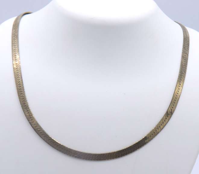 Vintage Italian 925 Sterling Silver Herringbone Necklace
