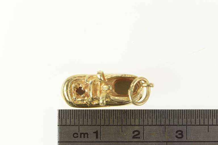 14K Yellow Gold 3D 1960's Shoe Baby Birthstone Setting Charm/Pendant