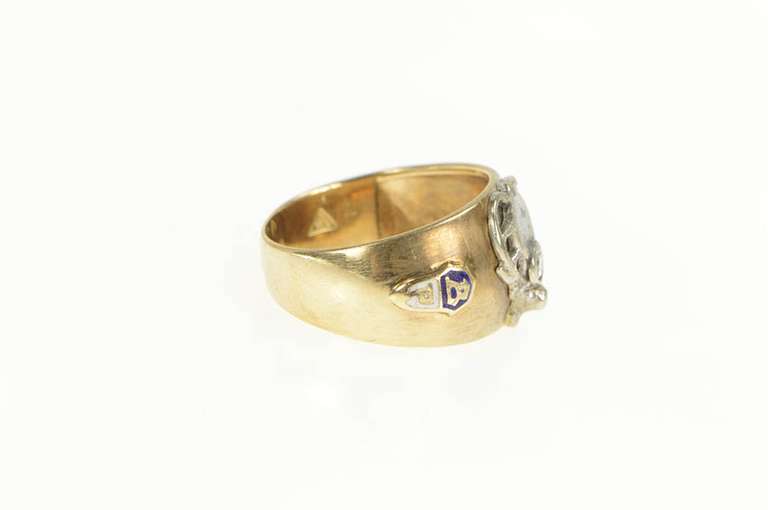 10K Yellow Gold Diamond Benevolent Protective Order Elk Ring