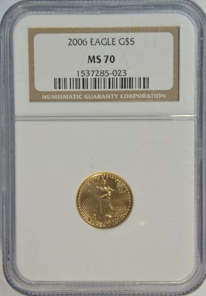 Better date perfect 2006 $5 Gold Eagle coin in NGC MS70