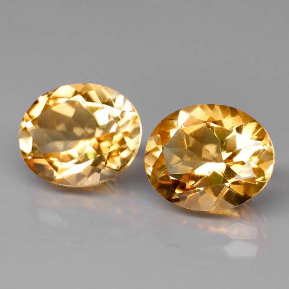 High fire 7.03ct golden yellow Citrine pair