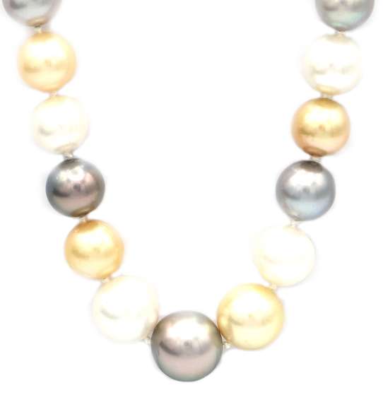 13.0 – 17.0MM Cultured Multi Color South Sea Pearl Strand Necklace in 14K