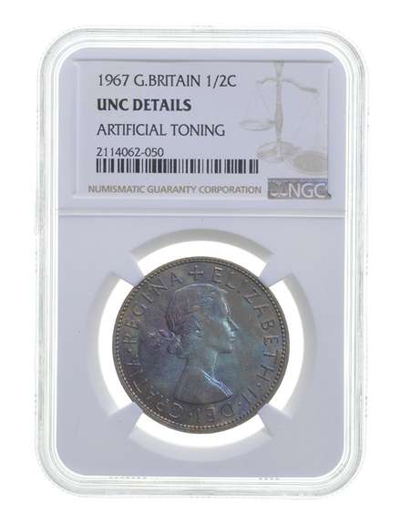 UNC Details 1967 Great Britain Half Crown Artificial Toning Graded NGC