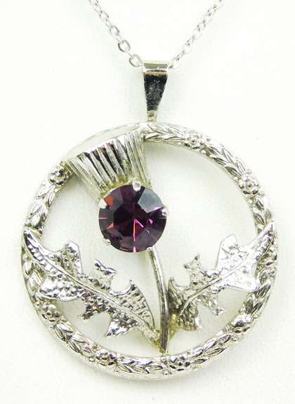 Vintage Sterling Thistle Pendant & Chain