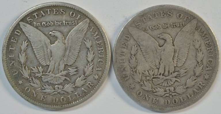 Scarce 1898-S and 1901-S Morgan Silver Dollars. Circs