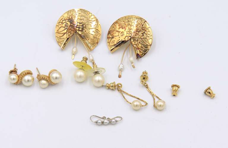 Group Lot of 4 Pearl Earrings