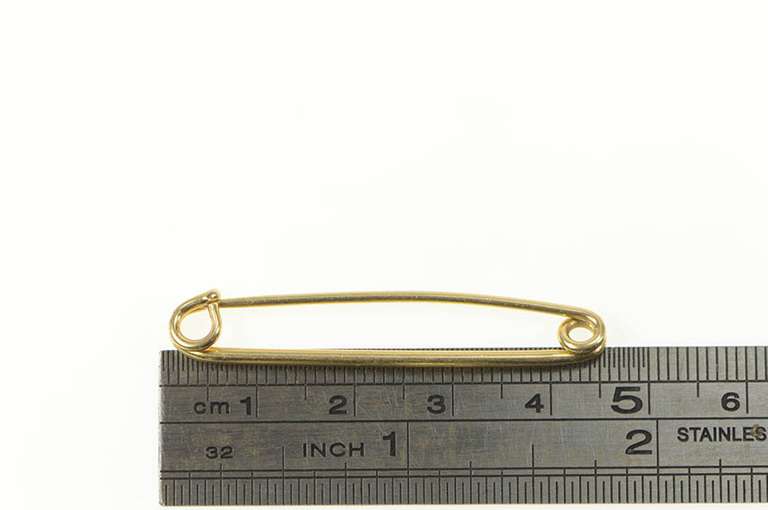 14K Yellow Gold Simple Safety Pin Diaper Bar Pin/Brooch