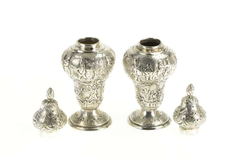 800 Silver 19th Century German Fairy Tail Salt Pepper Shaker
