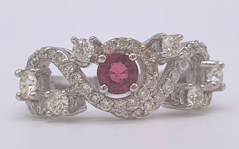 14kt Solid White Gold, Pink Tourmaline, & Diamond Ring